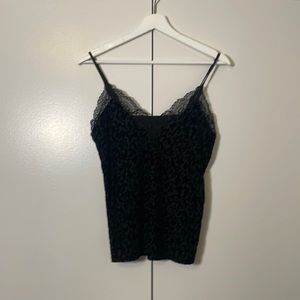 White House Black Market: Black Velvet Lace Blouse, only worn once.